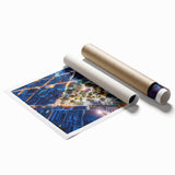 Extra large rolled print of a serene Bolivian landscape with soft floral elements in pastel shades.