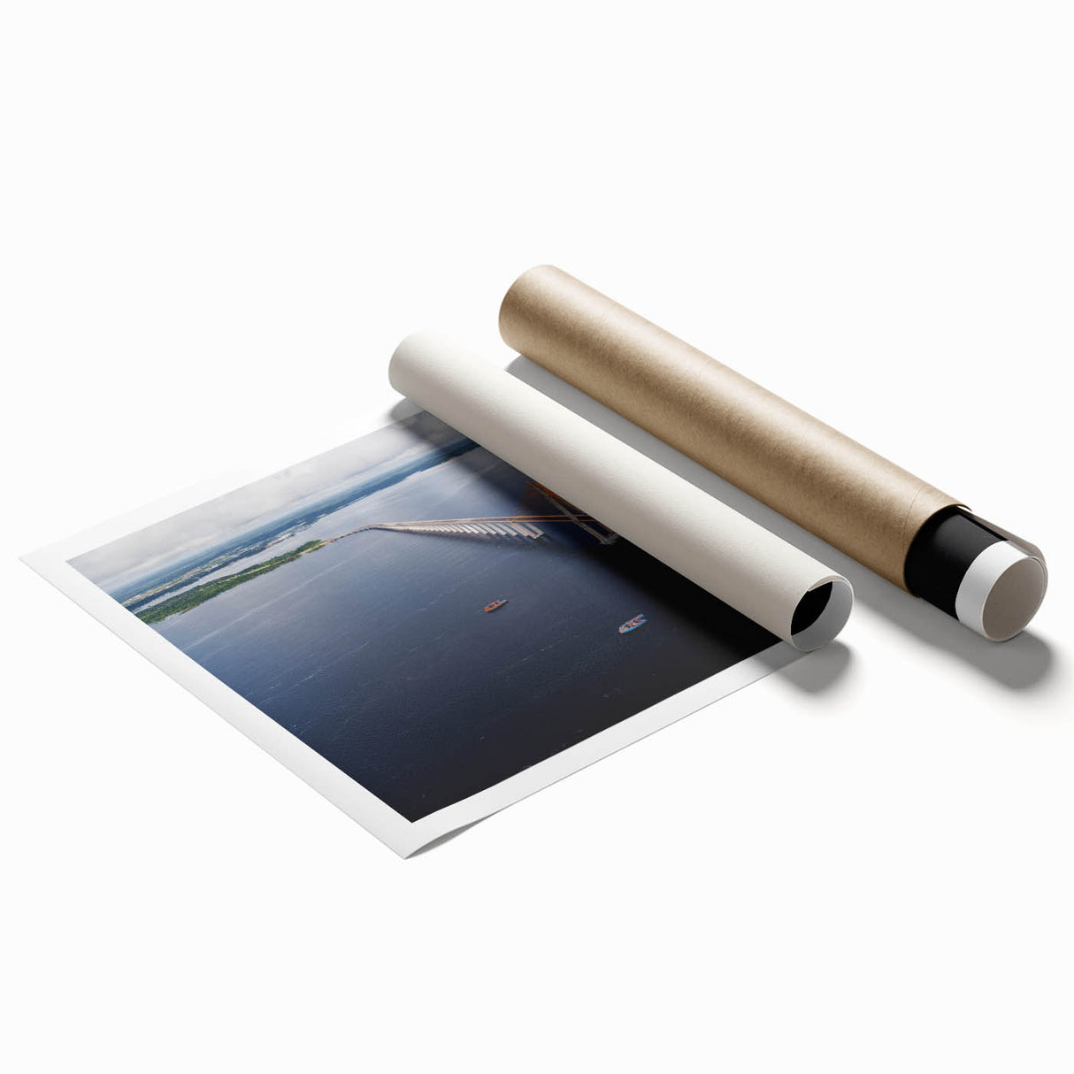 Extra large rolled print of a Brazilian scenery with vibrant green floral elements, ideal for classy bathroom wall art.