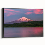 Black and white framed canvas of a Chilean landscape, featuring vintage poster art style, ideal for bedroom decor.