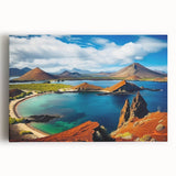 Black and white stretched canvas featuring a panoramic view of the Galápagos Islands, suitable for kitchen wall art.
