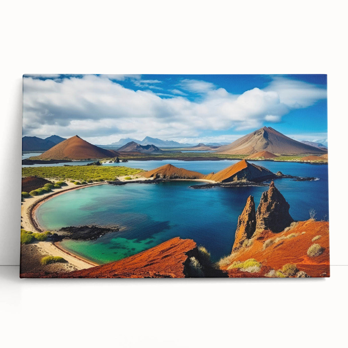 Black and white stretched canvas of Galapagos scenery, ideal for kitchen wall art or bedroom ambiance.