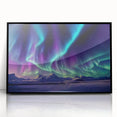 Large abstract wall art depicting a serene Alaskan landscape in muted earth tones, framed in black acrylic.
