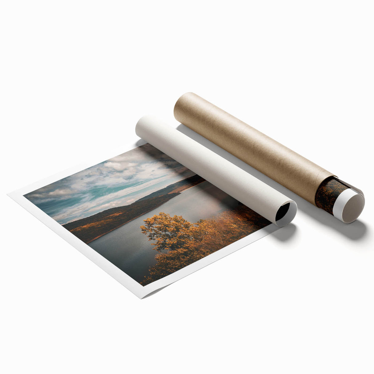 Extra large rolled print of Arkansas scenery with vibrant floral elements, ideal for classy bathroom wall art.