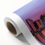 Art Deco style poster of San Diego skyline in pastel hues on rolled canvas, ideal for nursery wall art.