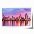 Extra large rolled print of San Diego scenery with floral elements in soft color palette.