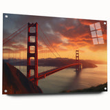 Acrylic print of San Francisco skyline in muted blue and gray hues, suitable for dining room or bedroom decor.