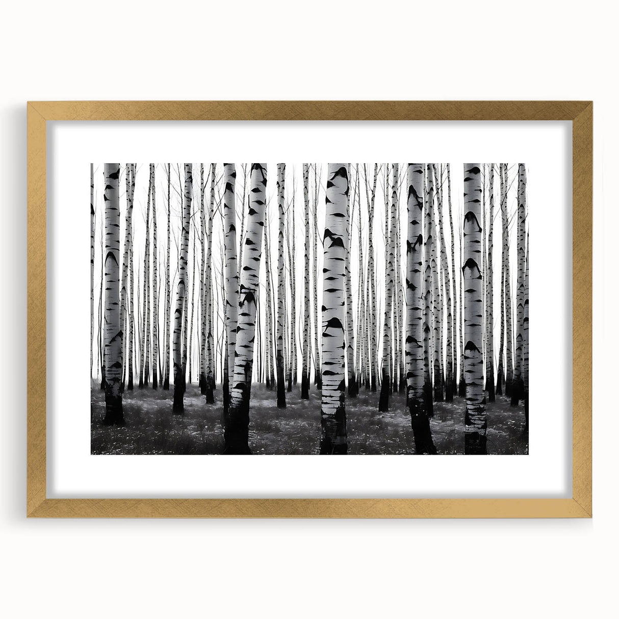 Extra large abstract art print of Aspen, Colorado scenery in textured style, framed in gold with mat.
