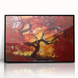 Large abstract wall art depicting the Connecticut scenery in muted earth tones on a framed acrylic.
