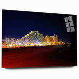 Large abstract wall art on acrylic glass depicting a vibrant Daytona scenery, ideal for bedroom or dining room decor.