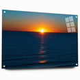 Large abstract wall art depicting Delaware scenery in muted blue and green tones on acrylic glass.