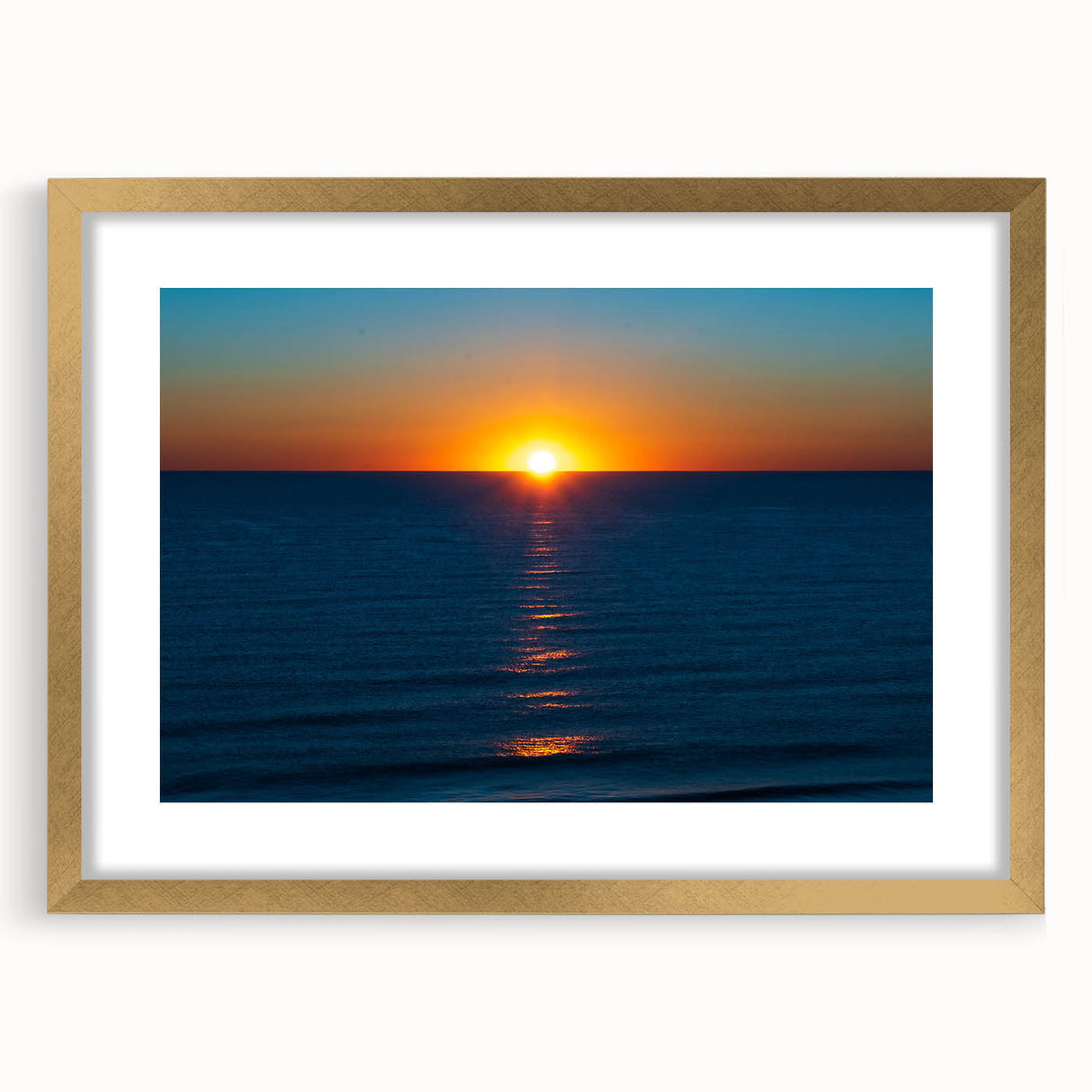 Extra large abstract art print of Delaware scenery in gold frame, featuring textured brush strokes in muted earth tones.