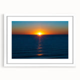 Abstract art print of Delaware scenery in muted earth tones on a framed white mat, ideal for dining room decor.