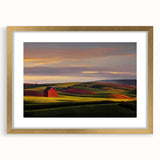 Extra large wall art featuring abstract textures of Idaho scenery in earth tones, framed with a gold mat.