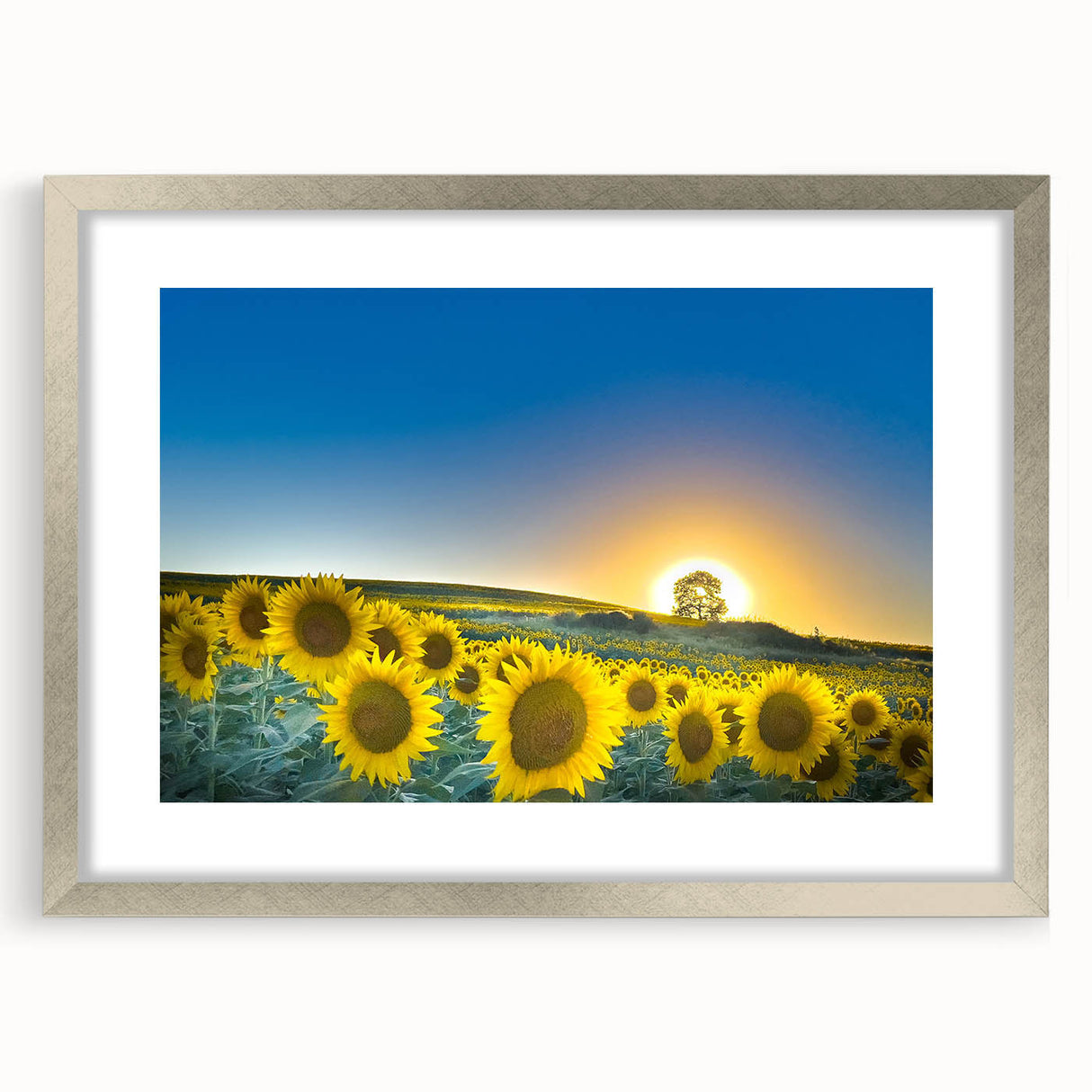 Textured art depicting abstract Kansas scenery in muted earth tones on a silver-framed mat, ideal for bedroom decor.