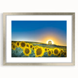 Textured art depicting abstract Kansas scenery in muted earth tones on a silver-framed mat, ideal for bedroom decor.