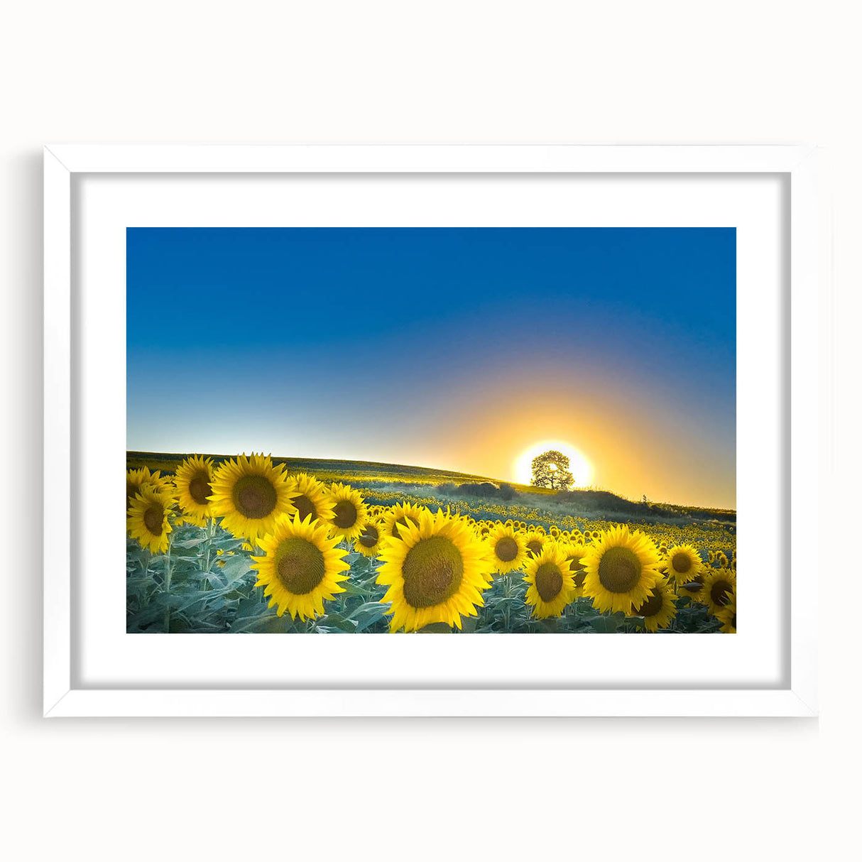 Abstract art print of Kansas scenery in muted earth tones on a white matted frame, suitable for dining room or bedroom decor.