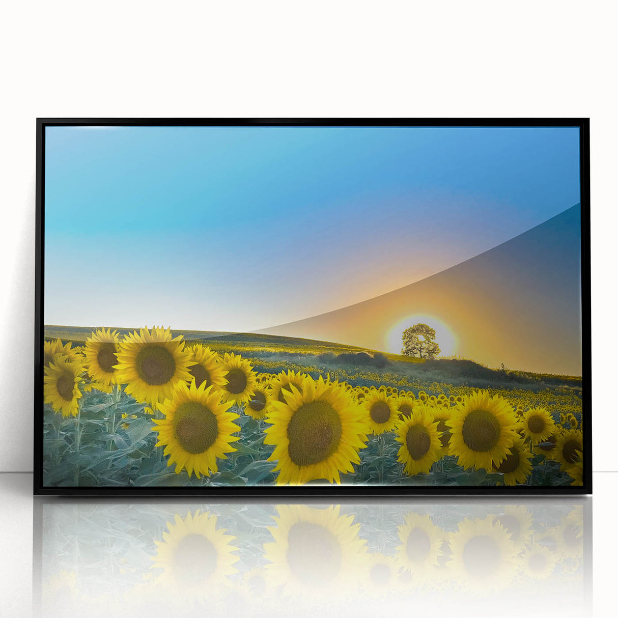 Large abstract wall art featuring a vibrant Kansas landscape on black-framed acrylic, ideal for modern art wall decor.