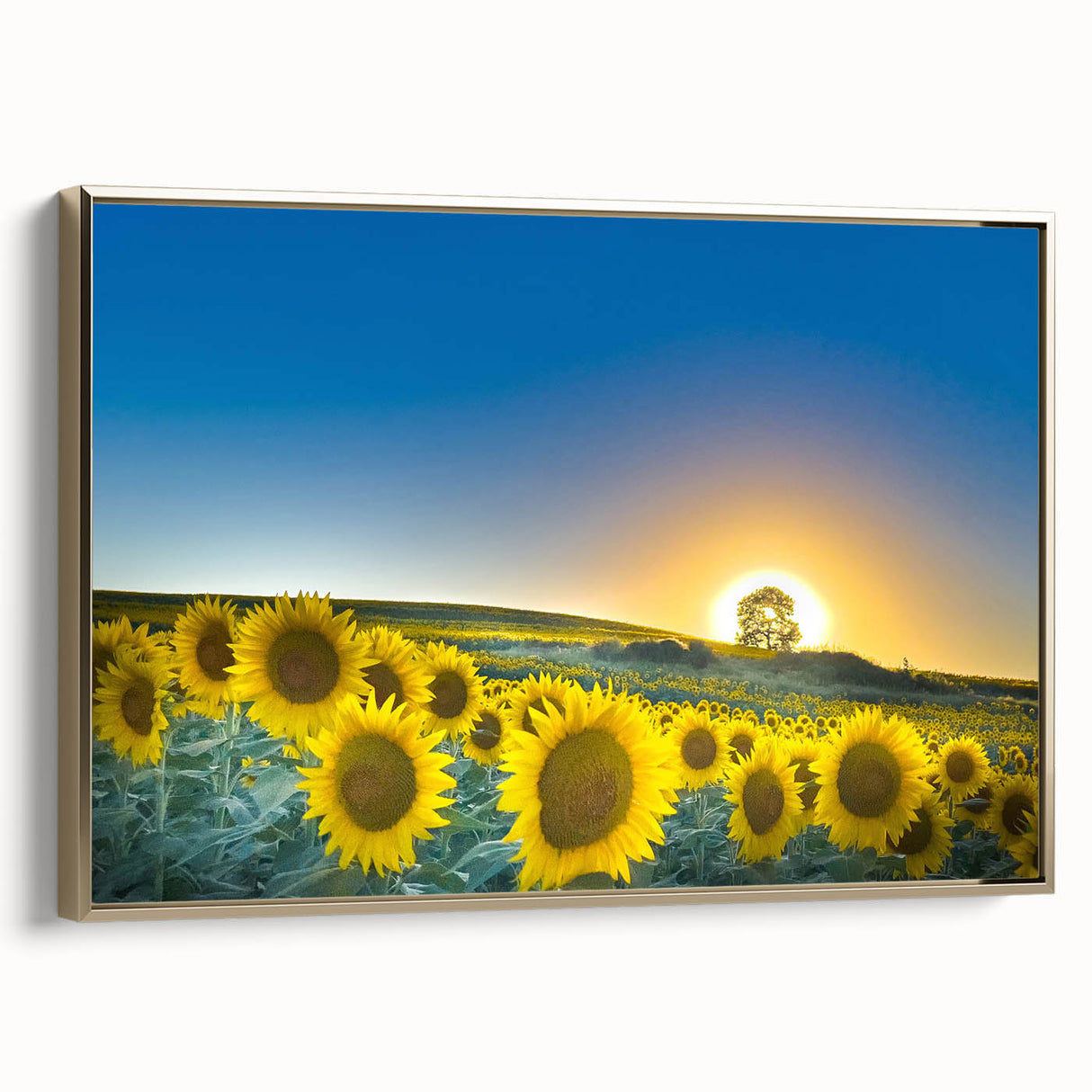 Framed canvas featuring a vintage-style landscape of Kansas scenery in muted gold and black tones.