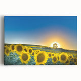 Black and white photograph of a Kansas landscape on large stretched canvas, suitable for kitchen wall art.
