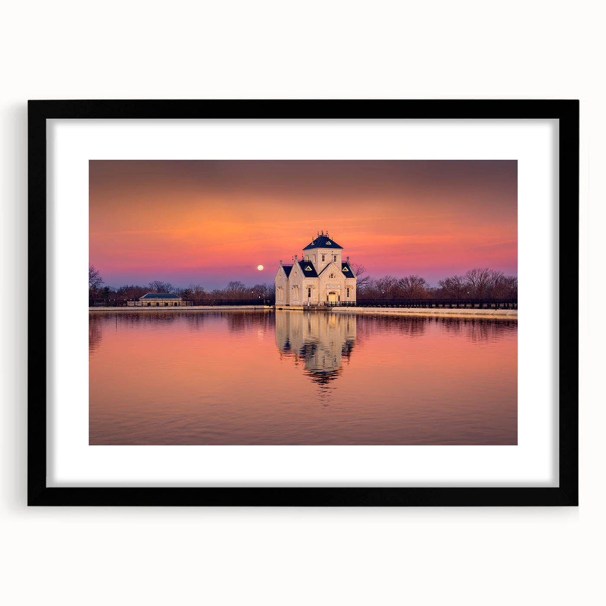 Abstract art print of colorful, textured Kentucky scenery on a large black-framed canvas, ideal for living room decor.