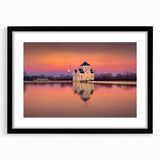 Abstract art print of colorful, textured Kentucky scenery on a large black-framed canvas, ideal for living room decor.