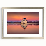 Textured abstract art print of a Kentucky landscape in muted earth tones, framed in silver, ideal for bedroom decor.