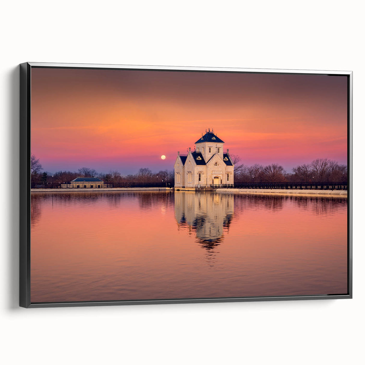 Black and white framed canvas of a Kentucky landscape, ideal for bedroom wall art.