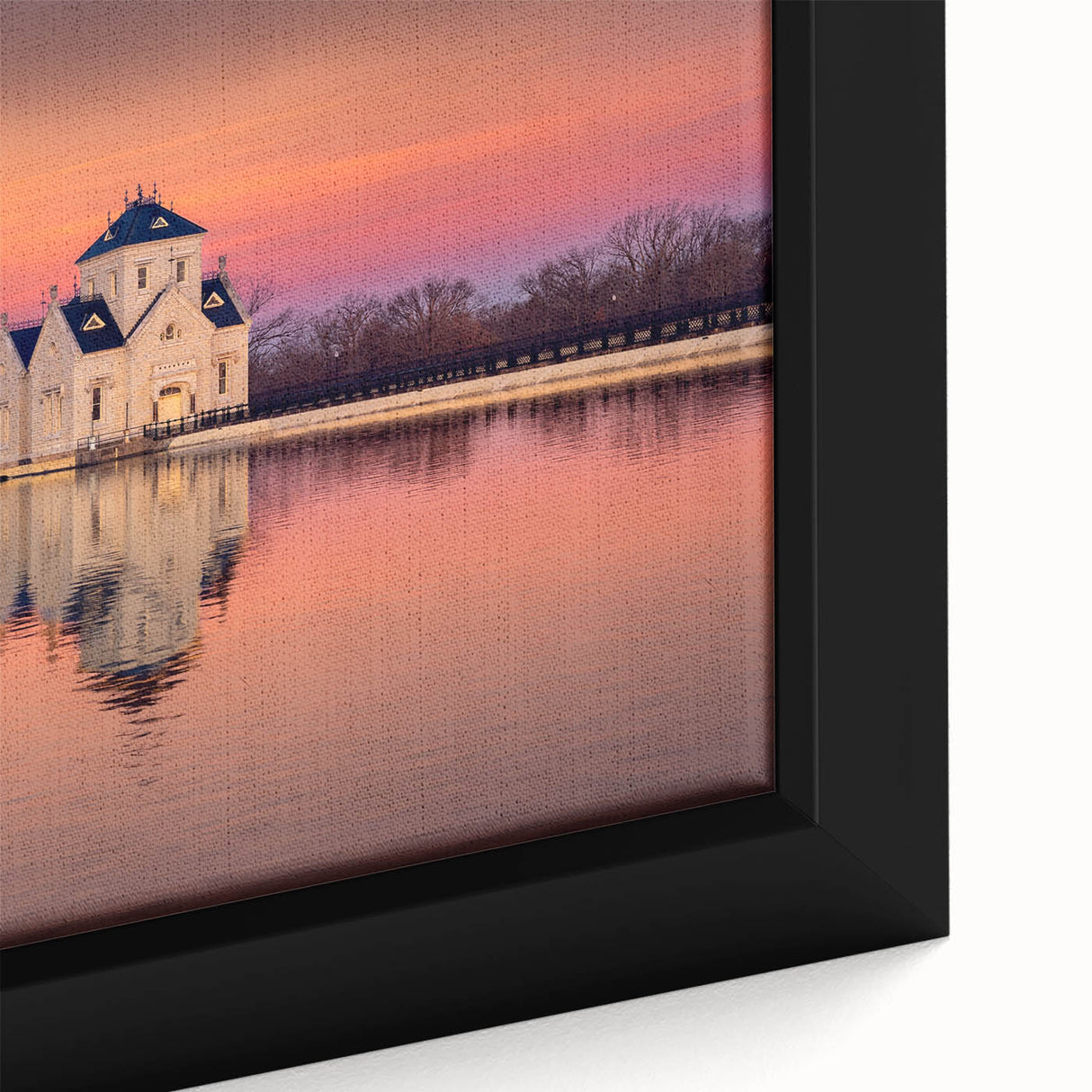 Extra large framed canvas featuring a textured depiction of Kentucky scenery in black with colorful art accents.