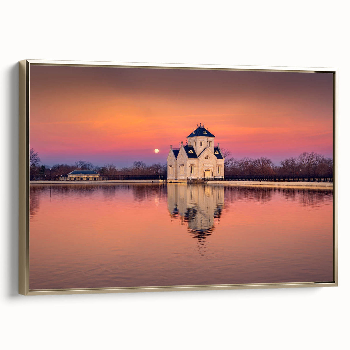 Framed canvas featuring a vintage-style Kentucky landscape in muted gold and black tones, ideal for bedroom wall art.
