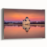 Framed canvas of a Kentucky landscape in colorful art style, featuring a black vintage poster design.
