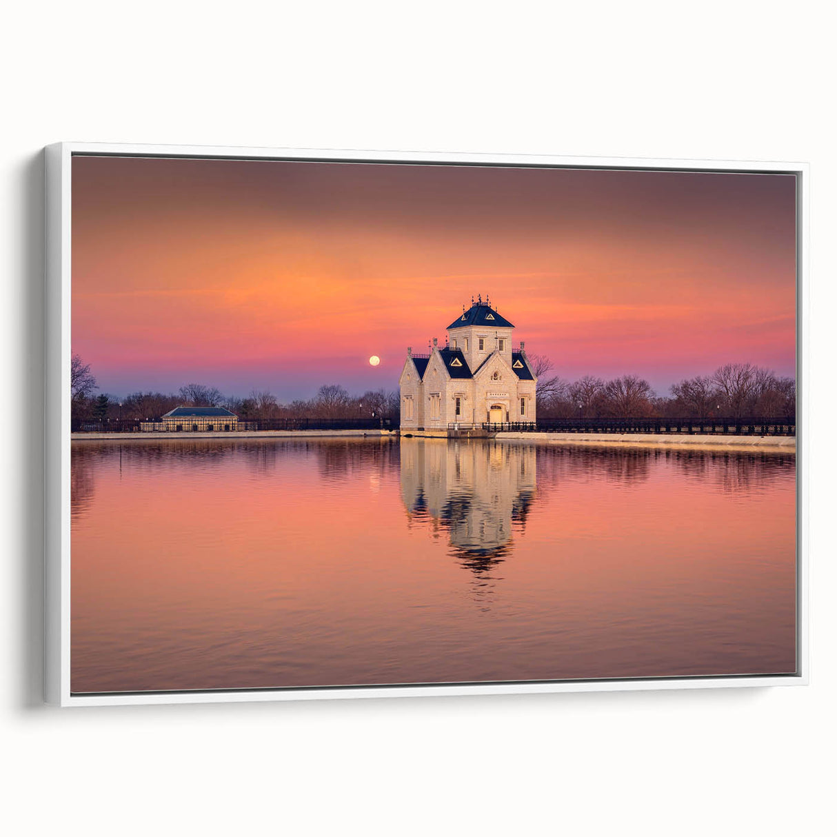 Framed vintage poster art depicting Kentucky scenery in vibrant colors on a large canvas, ideal for living room decor.