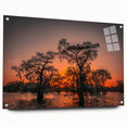 Acrylic print of a large abstract depiction of Louisiana scenery in muted earth tones.