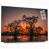 Large abstract depiction of Louisiana scenery in muted earth tones on acrylic glass, suitable for bedroom or dining room art.