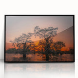 Large abstract wall art depicting a Louisiana landscape in muted earth tones on a framed acrylic.