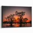 Black and white framed canvas of a Louisiana landscape, featuring vintage poster art style, ideal for bedroom wall decor.