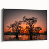 Black and white framed canvas of a Louisiana landscape, featuring vintage poster art style, ideal for bedroom wall decor.
