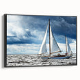 Black and white framed canvas of Maine landscape, featuring vintage poster art style, suitable for bedroom decor.