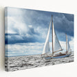 Stretched canvas featuring a serene Maine landscape in muted green and blue tones, ideal for kitchen wall art.