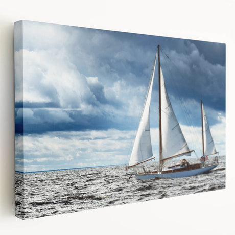 Stretched canvas featuring a serene Maine landscape in muted green and blue tones, ideal for kitchen wall art.