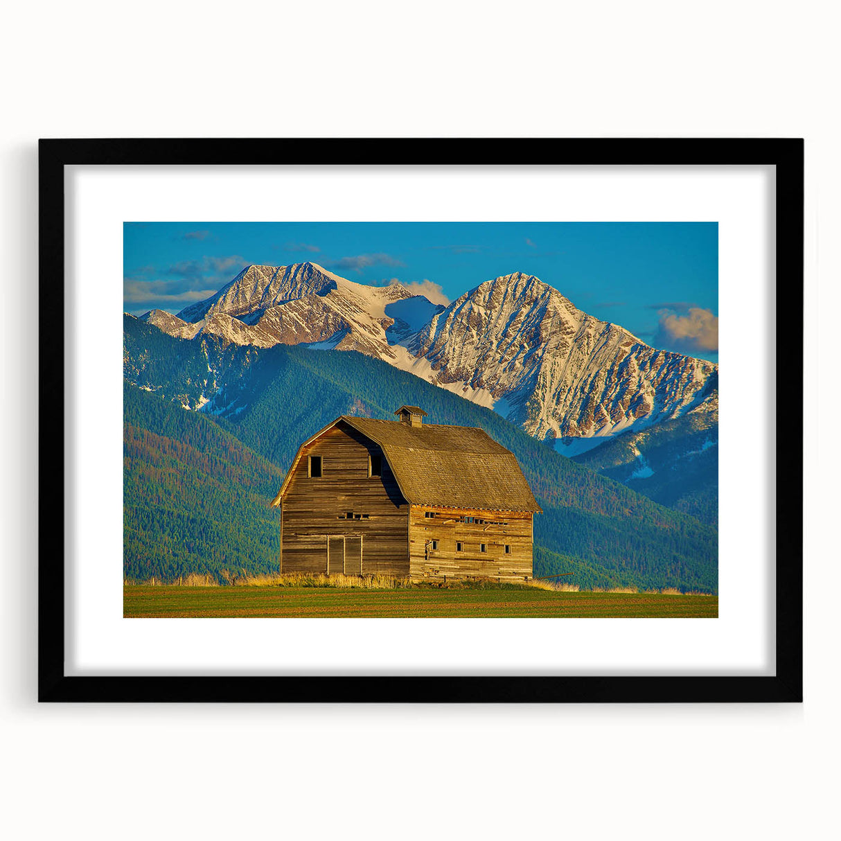 Extra large framed abstract art print of a colorful, textured Montana landscape, ideal for living room decor.