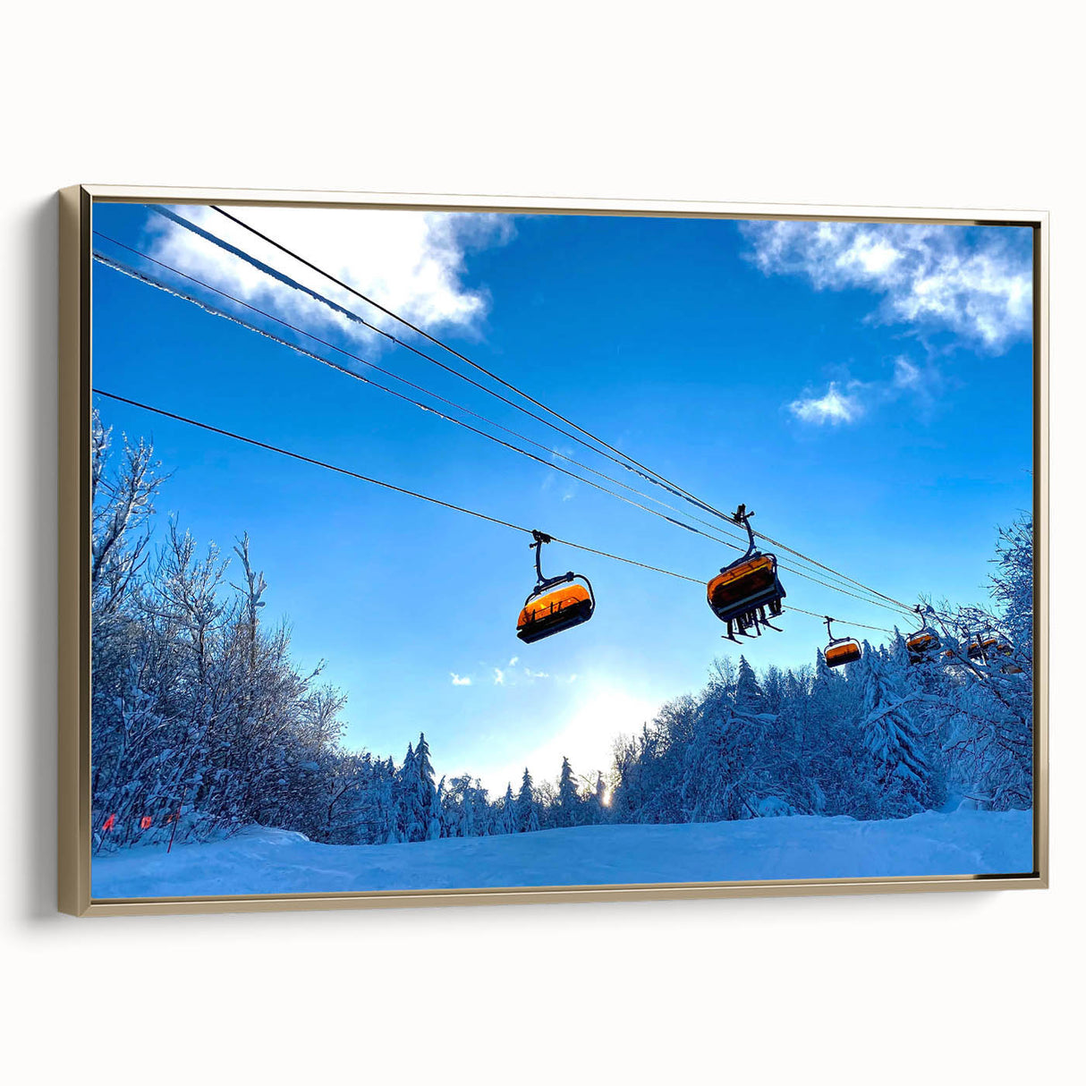 Framed canvas of a Vermont landscape in muted earth tones, ideal for bedroom wall art.