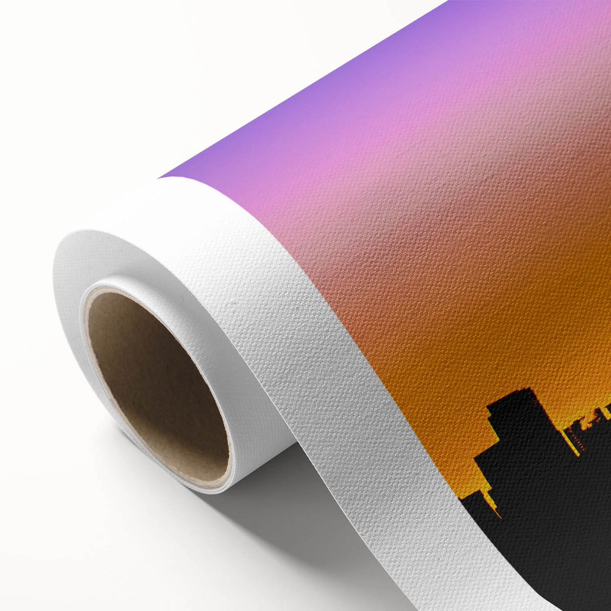 Art deco poster of Seattle skyline in muted blue tones on rolled canvas, ideal for nursery wall art.
