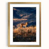 Extra large abstract art print of Yellowstone scenery in muted earth tones on a framed canvas, ideal for living room decor.
