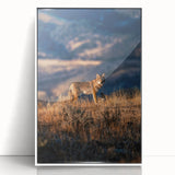 Framed acrylic print of Yellowstone National Park in muted earth tones, ideal for modern art wall decor.