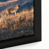Framed canvas depicting a textured, colorful Yellowstone scenery in black wall art, ideal for large living room decor.