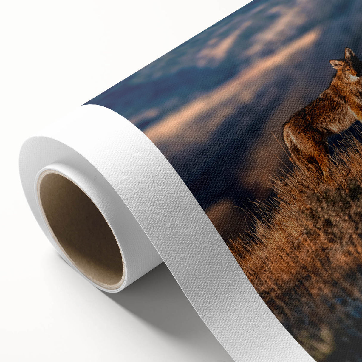 Art Deco poster of Yellowstone scenery in muted earth tones on rolled canvas.
