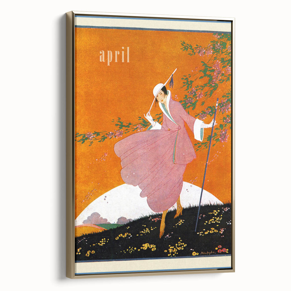 Springtime Vogue Cover Art - Pink Coat Fashion Illustration Print