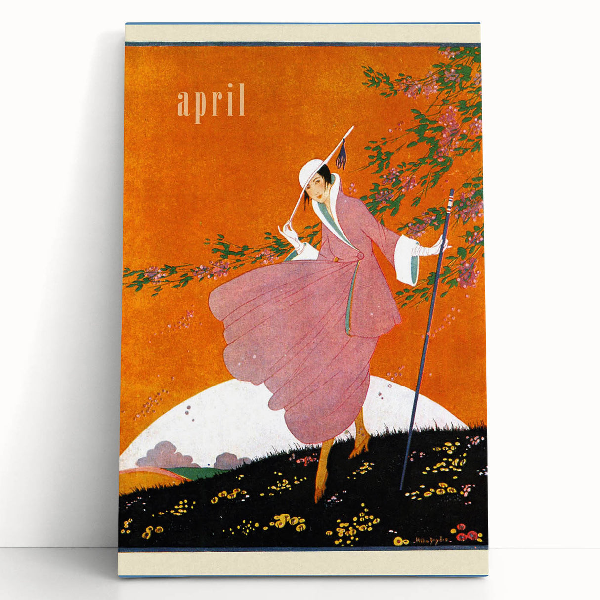 Springtime Vogue Cover Art - Pink Coat Fashion Illustration Print