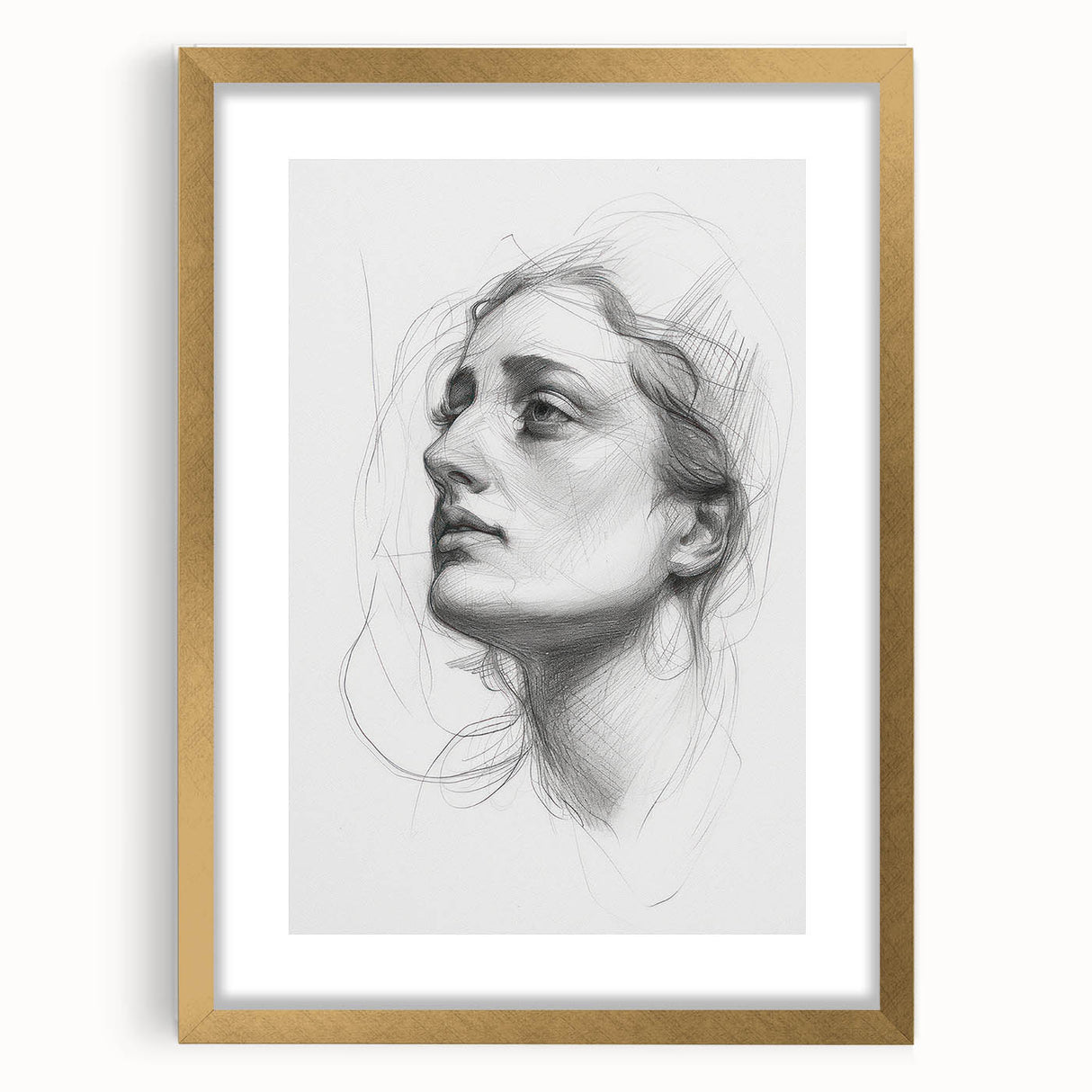 Abstract figurative artwork framed with a gold mat, showcasing bold colors and dynamic shapes, perfect for modern home decor and artistic expression.