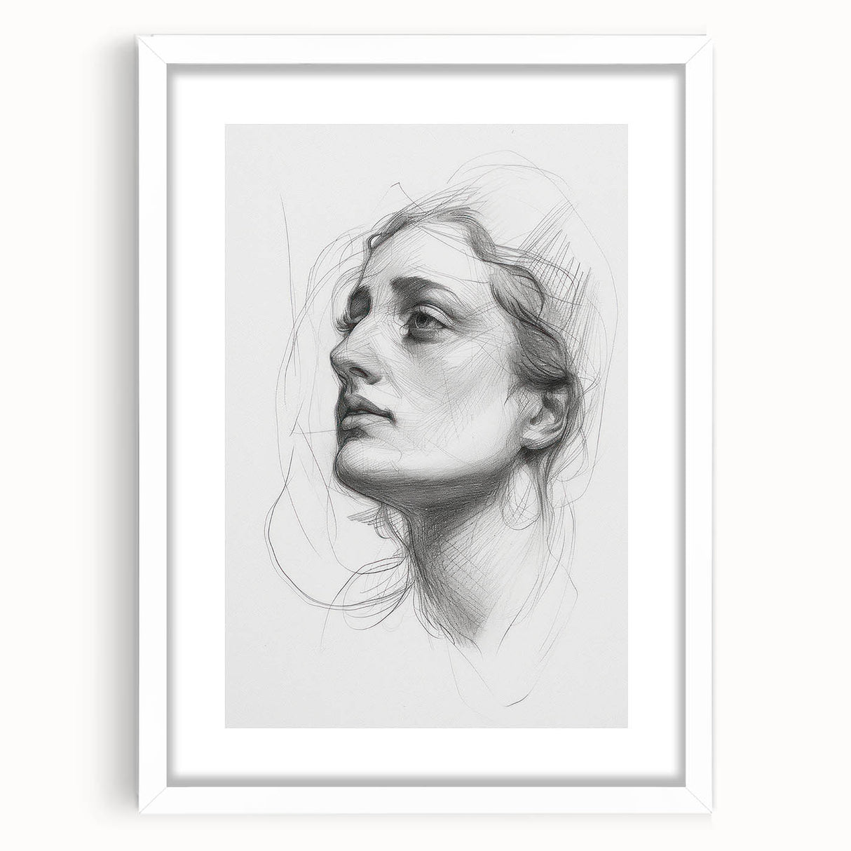 Abstract figurative artwork framed in a white mat, showcasing bold colors and intricate details, ideal for modern home decor or gallery display.